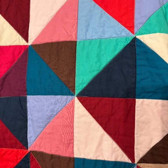 Handmade Quilted Jacket Coat Cotton XS-Small Pink Blue Purple Cropped - Picture 11 of 11